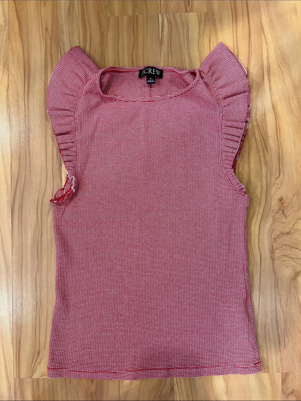 J. Crew Pink Textured Ruffle-Shoulder Tank - Picture 1 of 3